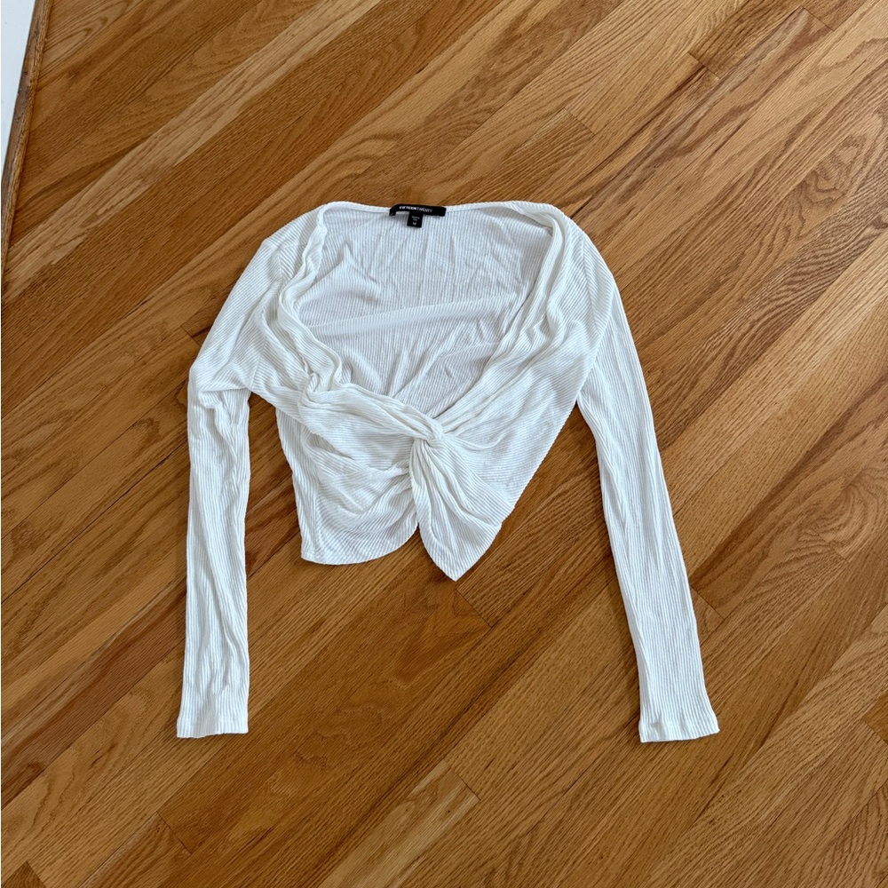 Fifteen Twenty twist front long sleeve white top